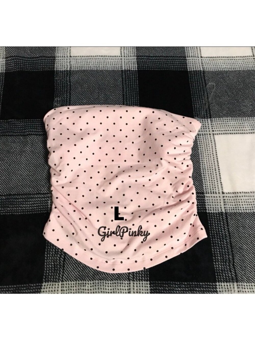 VS PINK ALL DAY COTTON PINK POLKA DOT TUBE TOP IN SIZE LARGE